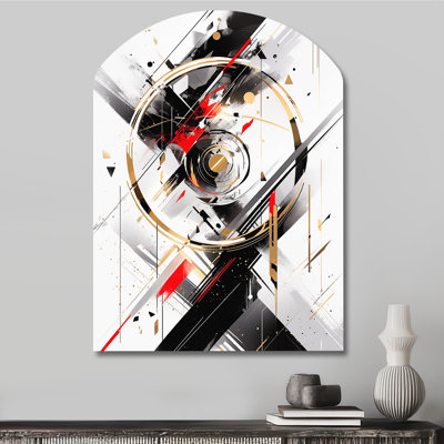 Chezarae - Cubism Arch Print on Metal, Black Asymmetrical Metal Wall Decor