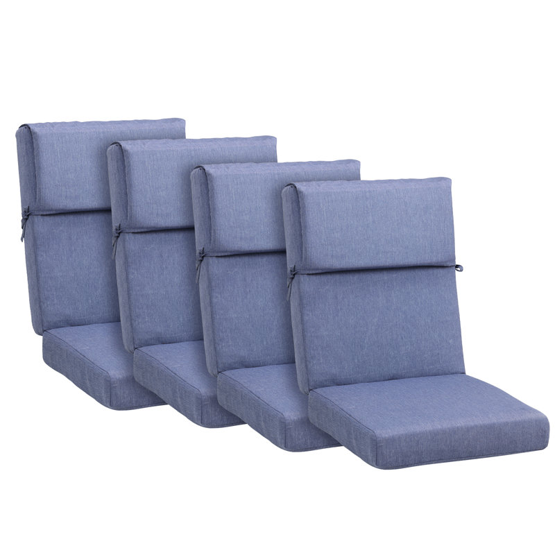 Ensemble de 4 coussins de chaise d'extérieur, Bleu très foncé