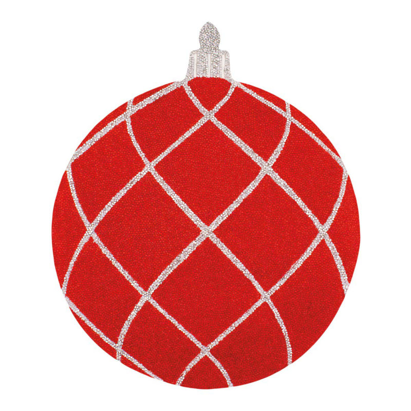 Sparkles Home Luminous Ornament Placemat | Round Rhinestone Holiday Placemat | 14.75x12.5 | Non Slip