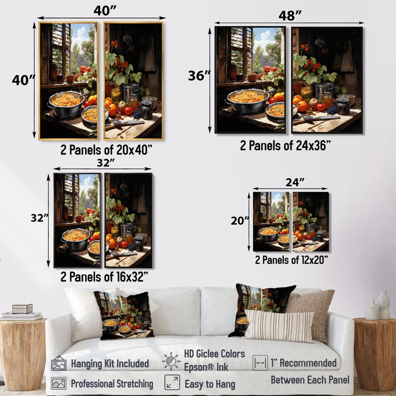 Cuban Cuisine Flavourful III - Large Cuba, impression d'art sur toile, ensemble de 2, H 36 po x l 48 po, Brun