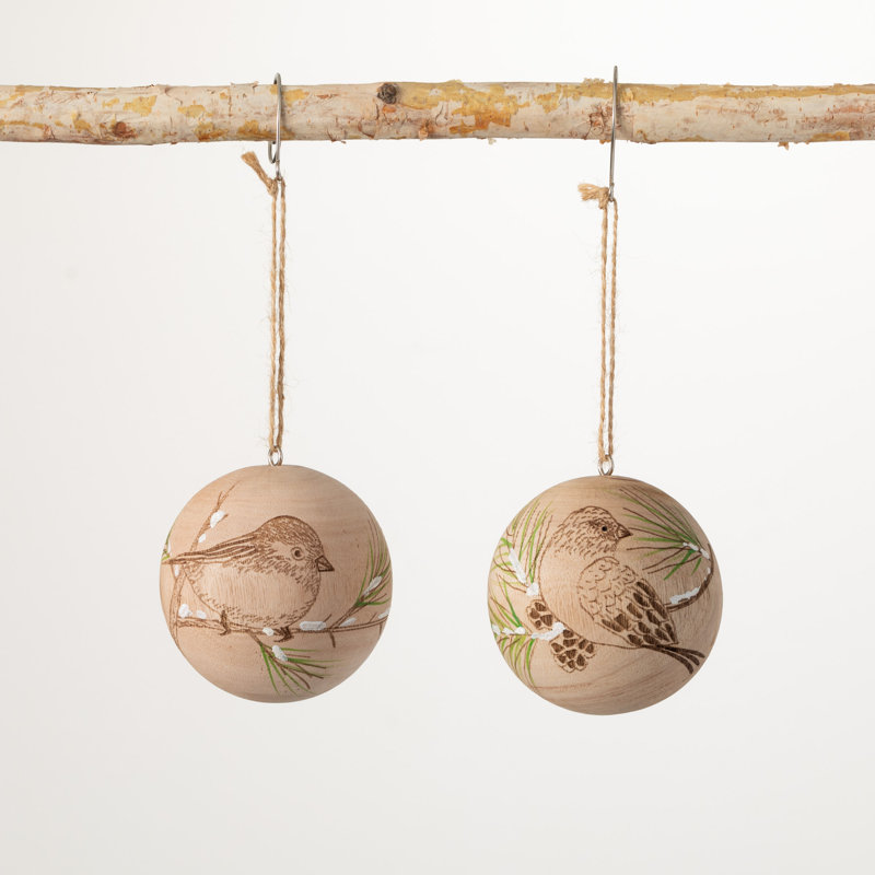 Ensemble de 2 boules sphériques en bois