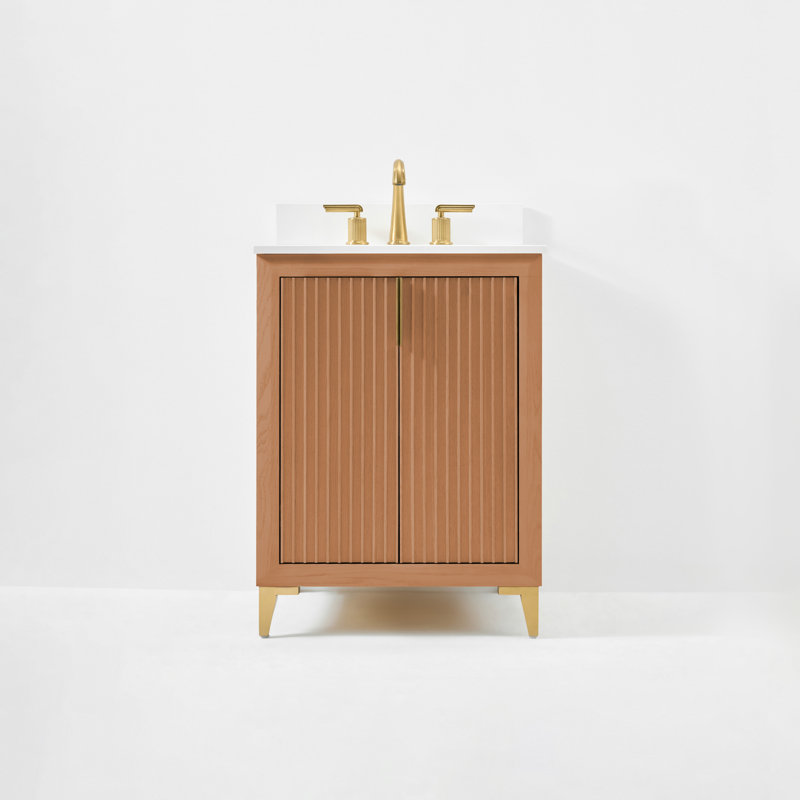 Turlington 24" Freestanding Standard Single Bathroom Vanity with Top, Sienna