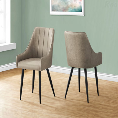 Chaise d'appoint de salle à manger - ensemble de 2, d'appoint, rembourrée, de cuisine, de salle à manger, de tissu brun, de métal noir, de style contemporain et moderne, parfaite pour les salons modernes