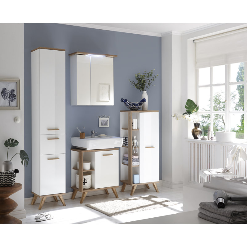 Quickset 923 60.5cm Single Bathroom Vanity Base Only in Glossy White