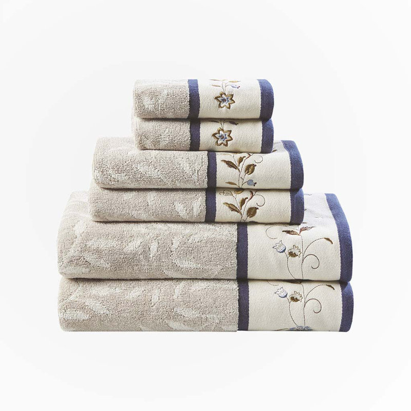 Ensemble de 6 pièces pour chambre d'amis 100% coton, Marine