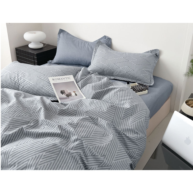 Ensemble d'édredon réversible 100% coton Kang, Édredon pour très grand lit + 2 taies décorativ
