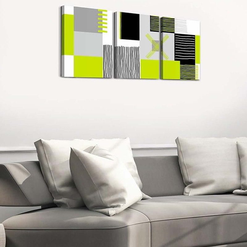 3 Piece Wrapped Canvas Print, Green