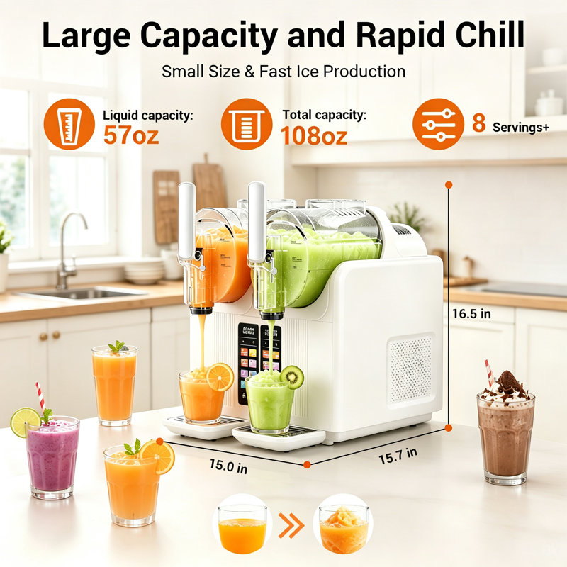 Machine à granita 6 en 1 pour comptoir, bol unique de 2,5 L pour granitas, laits frappés, frappés et crèmes glacées molles à la maison