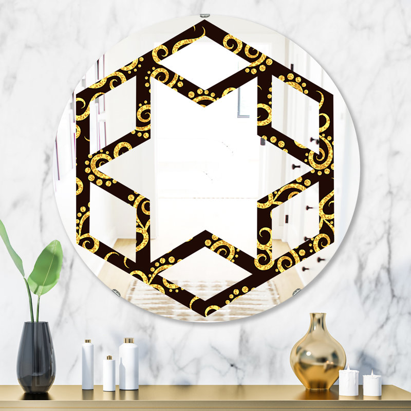 Miroir mural éclectique hexagonal étoile tourbillon ii, H 31,5 po x l po