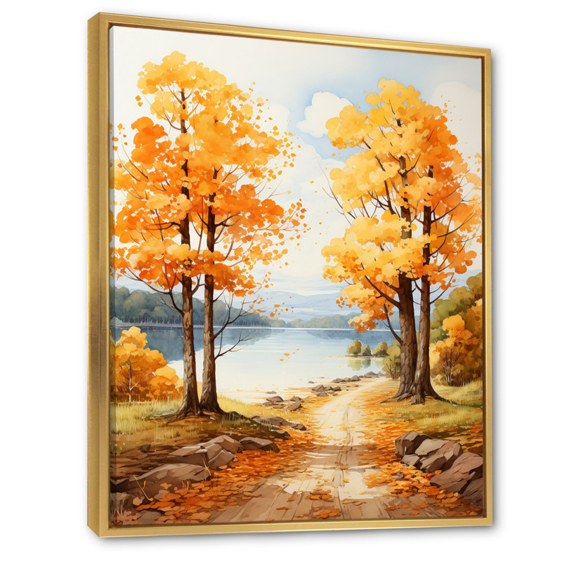 " Maple Trees Golden Canopy II ", Gold Floater Frame, 40" H x 30" W x 1.5" D