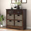 Armoire de rangement avec deux tiroirs et quatre paniers en rotin classique-40374734