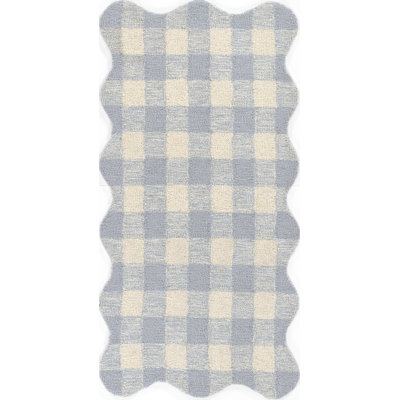 Alcona Hand Tufted Wool Plaid Blue Area Rug 2' X 3'