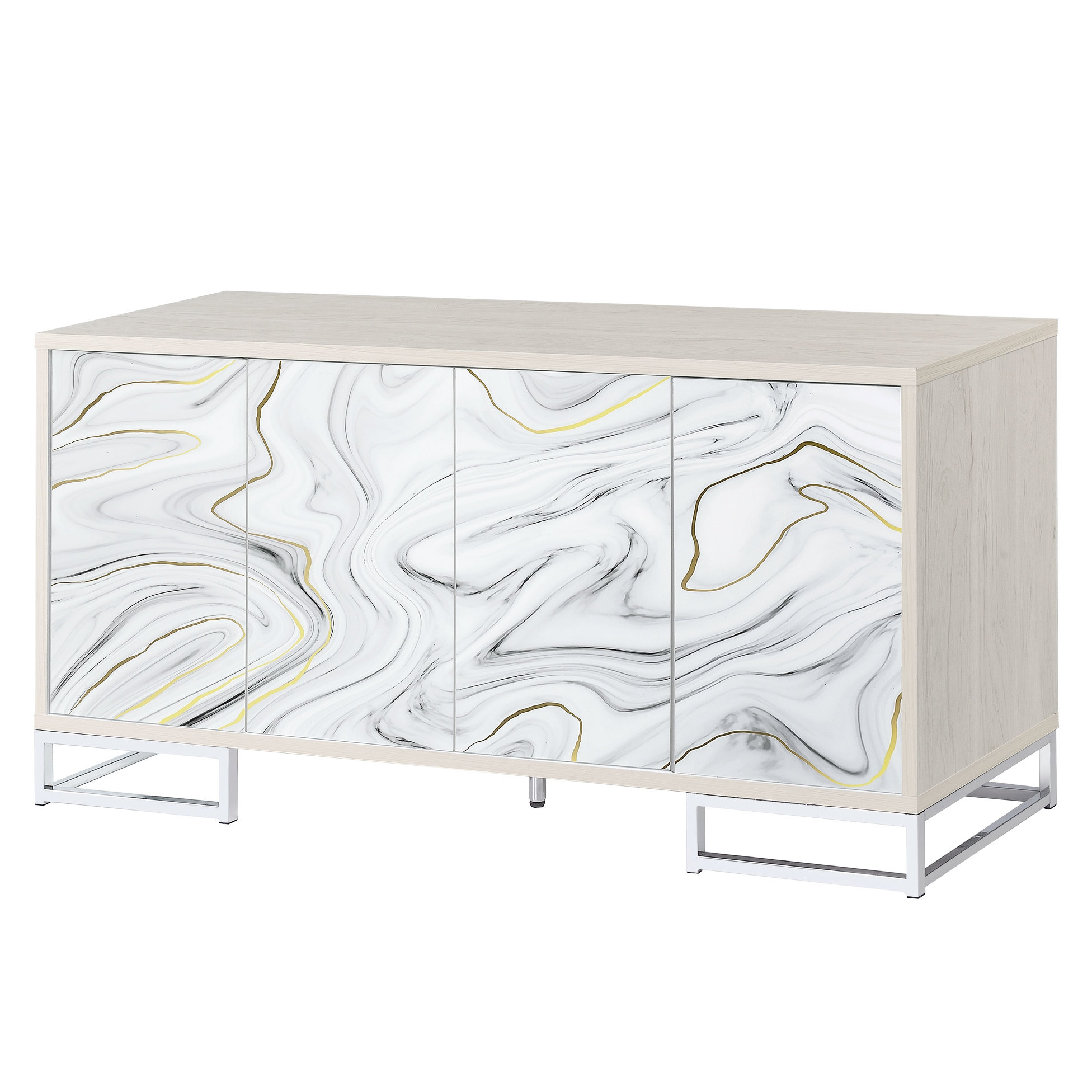 Lark Manor™ Console Cabinet With White Marble Paint & Finish - Spacious ...