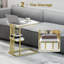 2-Tier C Shaped Nightstand, White Marble Grain Accent Table, Light Luxury Sofa Side Table for Bedroom Living Room