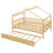 Full Size Wooden House Bed with Twin Size Trundle, Natural-453554829-453554824