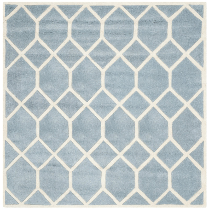 Deedie Hand Tufted Wool Geometric Rug, Square 5'