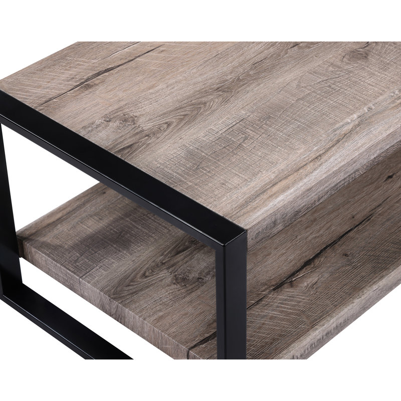 Table basse rectangulaire avec rangement en bois brun rustique de style moderne For Living