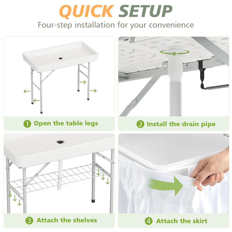 Ensemble de table pliante, station de service et refroidisseur de chariot