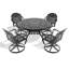 Ensemble de salle à manger 5 pièces en aluminium coulé résistant aux intempéries, comprenant 4 chaises pivotantes et une table ronde de 48,03 po avec cadre noir-78457715