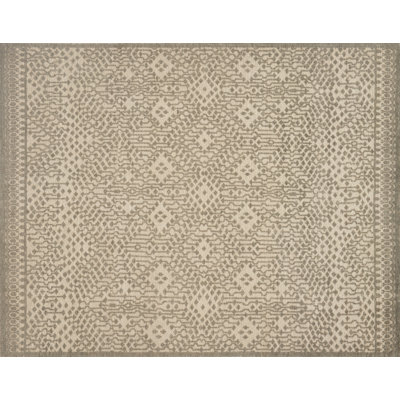 Hansel Beige Hand-Knotted Geometric Wool Rug
