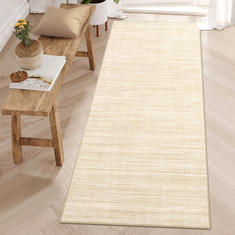 Washable Area Rug for Living Room Modern Solid Color Dining Room Throw Carpet, Beige 2x6, Runner 2' x 6', Beige