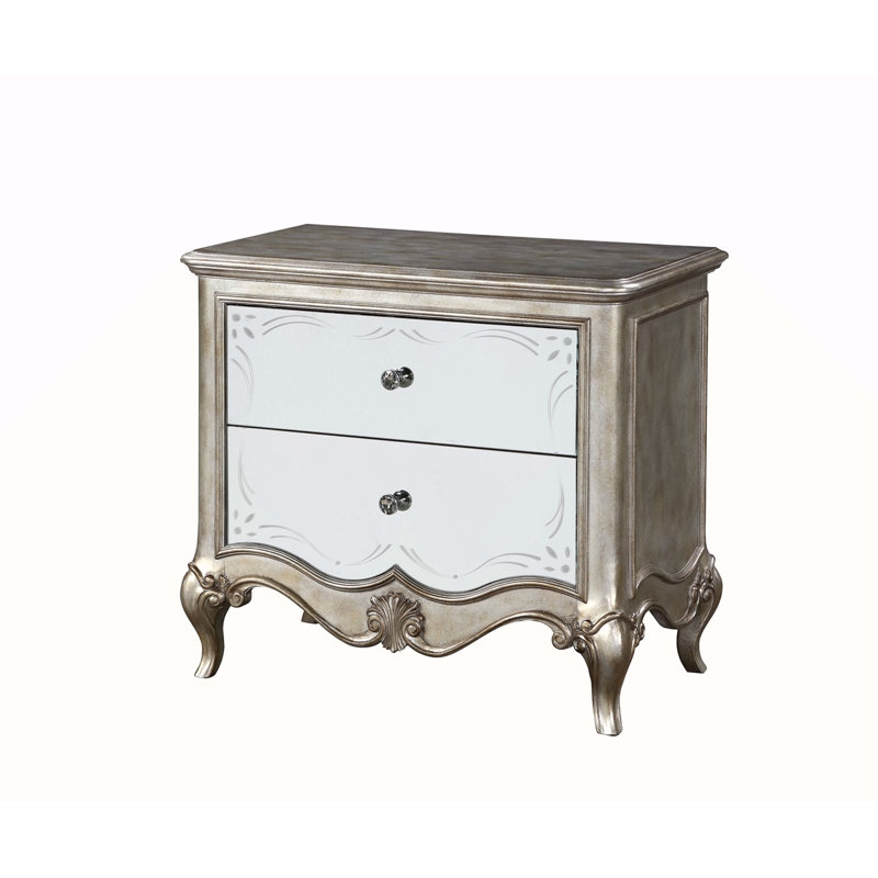 Table de chevet antique finition champagne