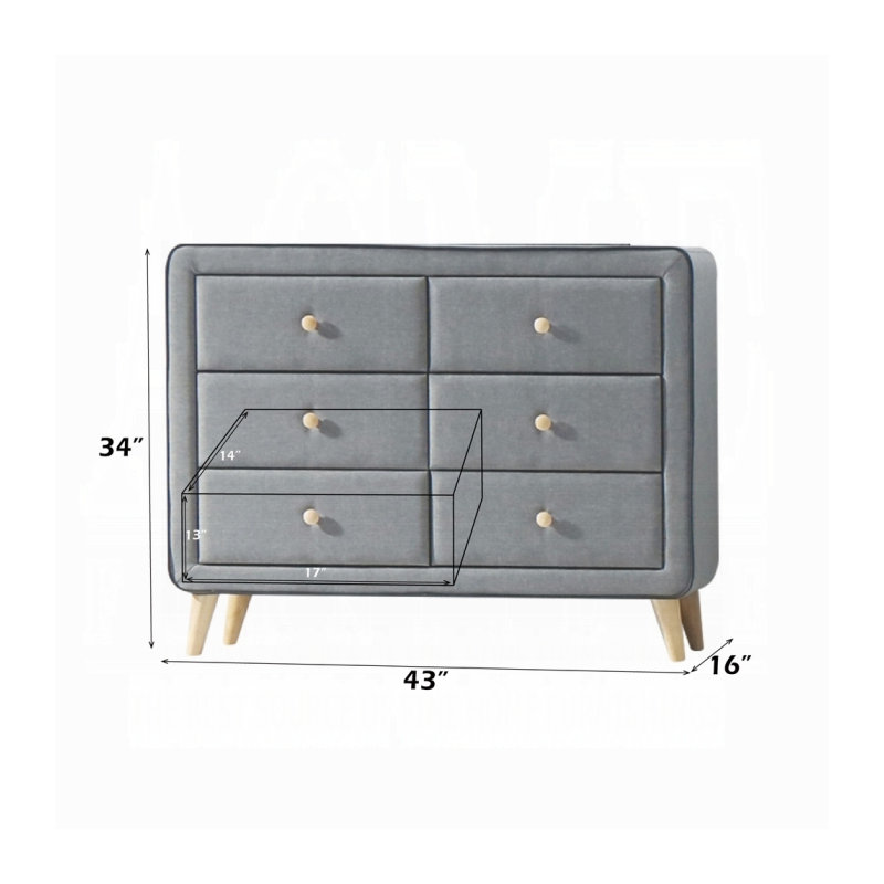 Commode ACME Valda, tissu gris clair