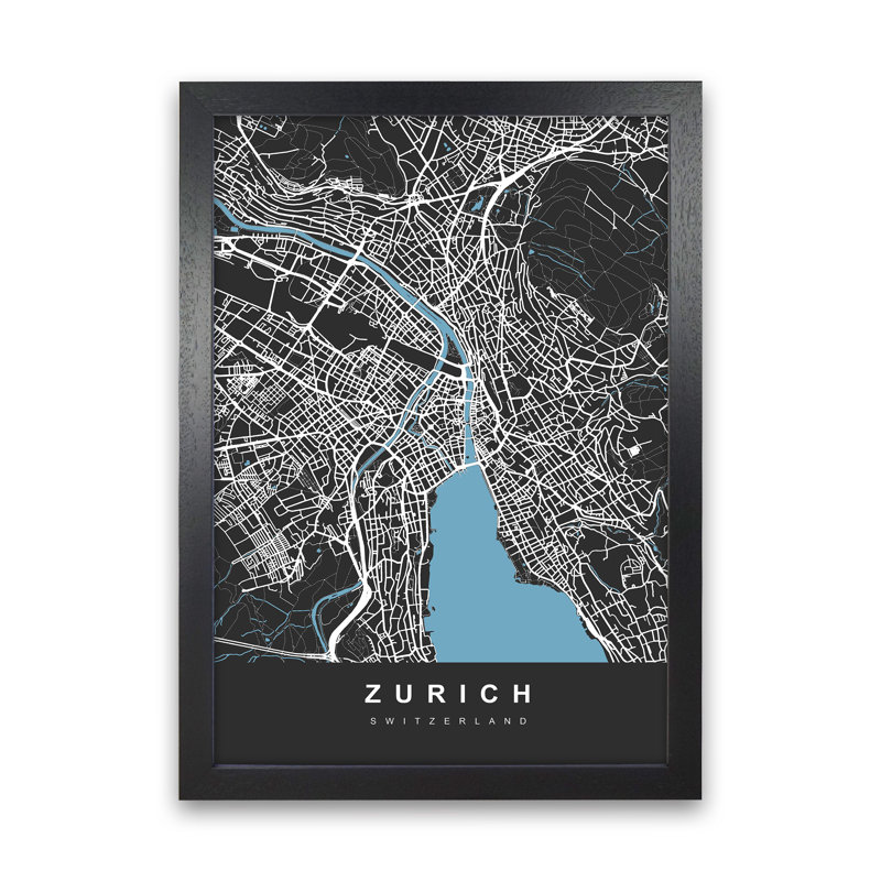 Zurich - Print, Black Paper, 63cm H x 46cm W x 3cm D