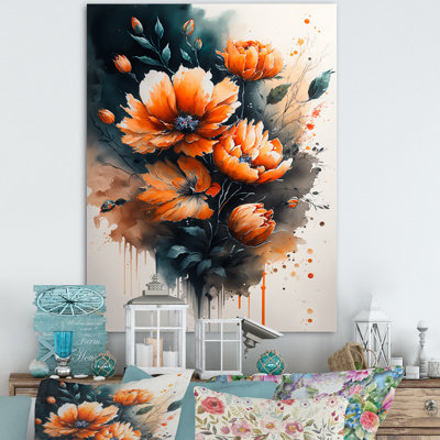 «Vibrant Orange Flower Bouquet», reproduction sur toile