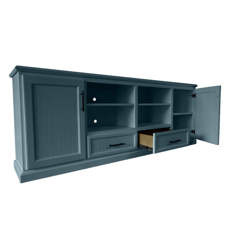 Raynav Unfinished Entertainment Center for TVs up to 88", Smokey Blue, 34'' H X 70'' W X 17'' D