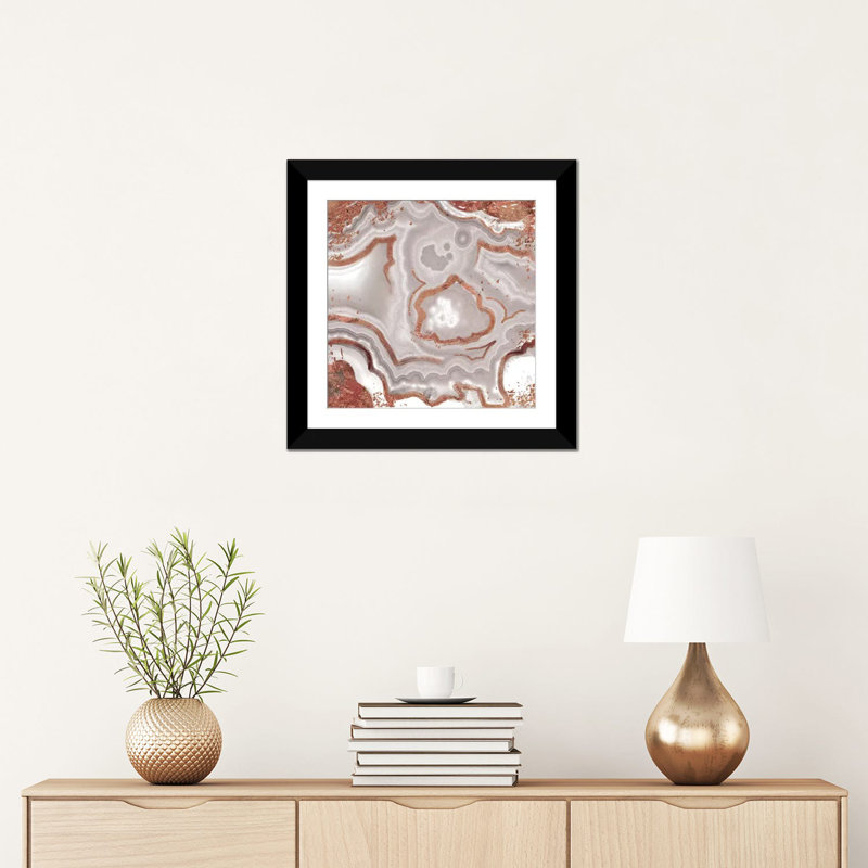 « Rose Gold White Luster », impression sur toile tendue, H 24 po x l 24 po x P 1 po, Papier beaux-arts encadré noir, Blanc