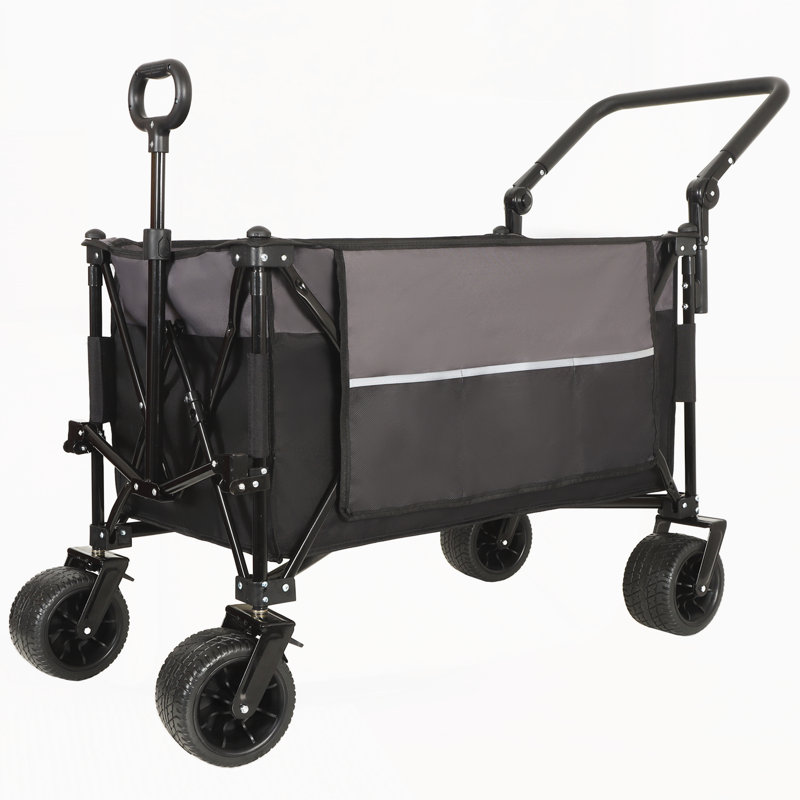 Chariot de jardin pliant avec roues tout-terrain à 360 °, Noir; gris