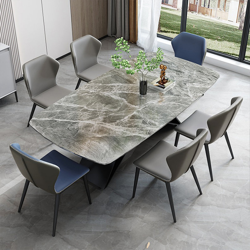 Table de salle à manger noire en acier fritté et en acier au carbone, H 29,53 po x L 70,87 po x l 35,43 po