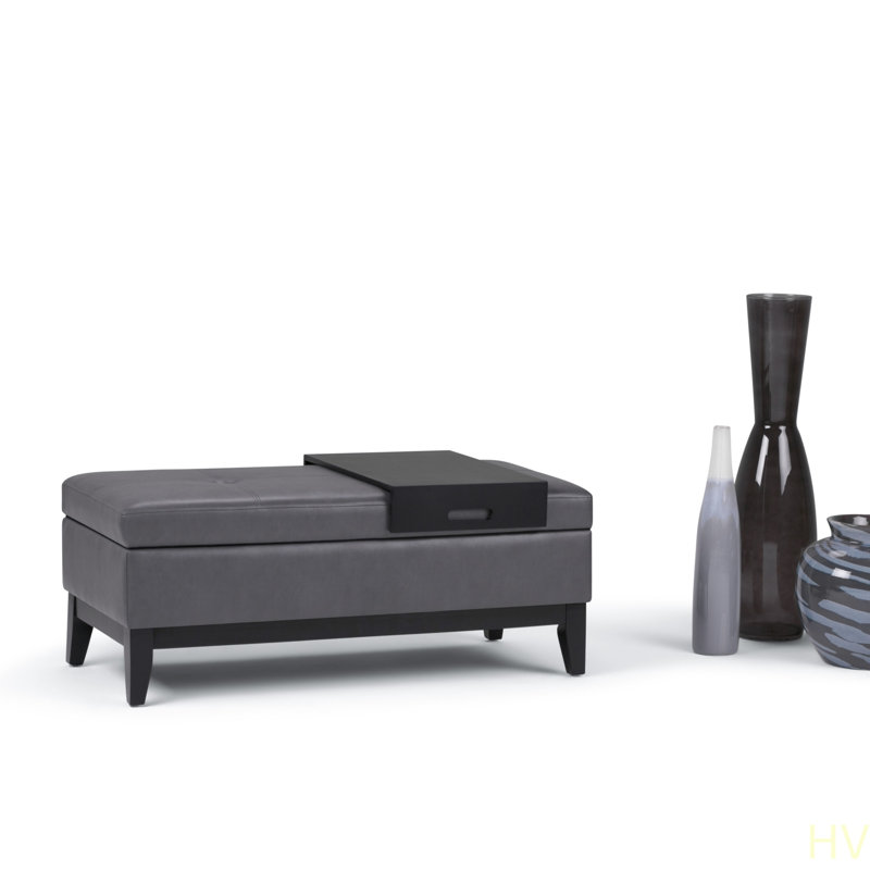 Banc de rangement avec repose-pieds Oregon, Gris