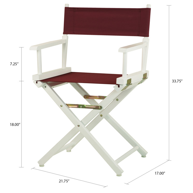 Chaise de réalisateur pliante 18 po, Bourgogne, Blanc