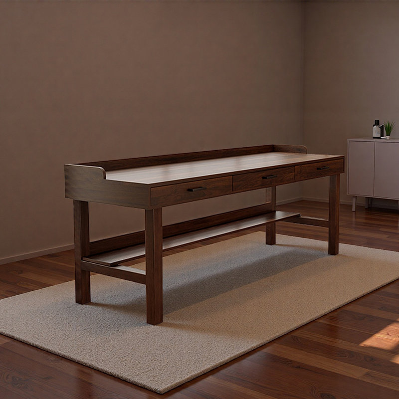 Bureau d'artisanat en bois de noyer massif, H 29,53 po x l 62,99 po x P 23,62 po