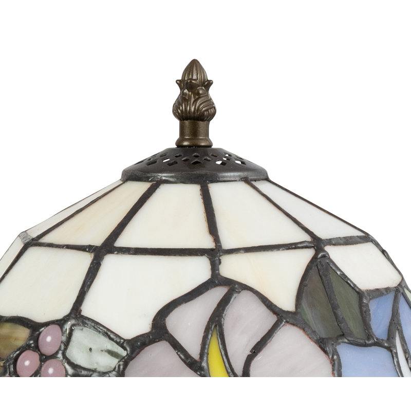 Carpentras 34Cm Tiffany Style Lily Blue Pink Cream Glass Table Lamp