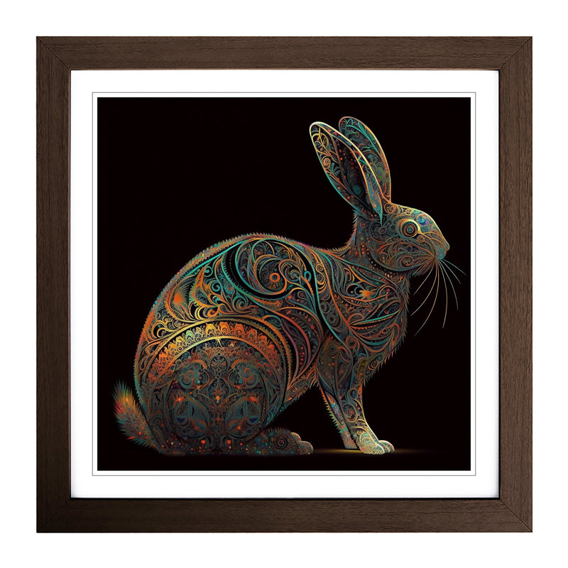 Rabbit Paisley - Framed Print, Walnut