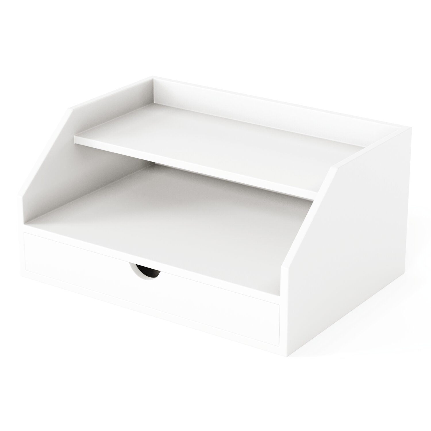 2 Tier Desk Organizer with Drawer Ballucci Color: White