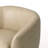 Upholstered Cream Faux Leather Swivel Barrel Chair Recessed Arms With Solid Wood Base-1574842060