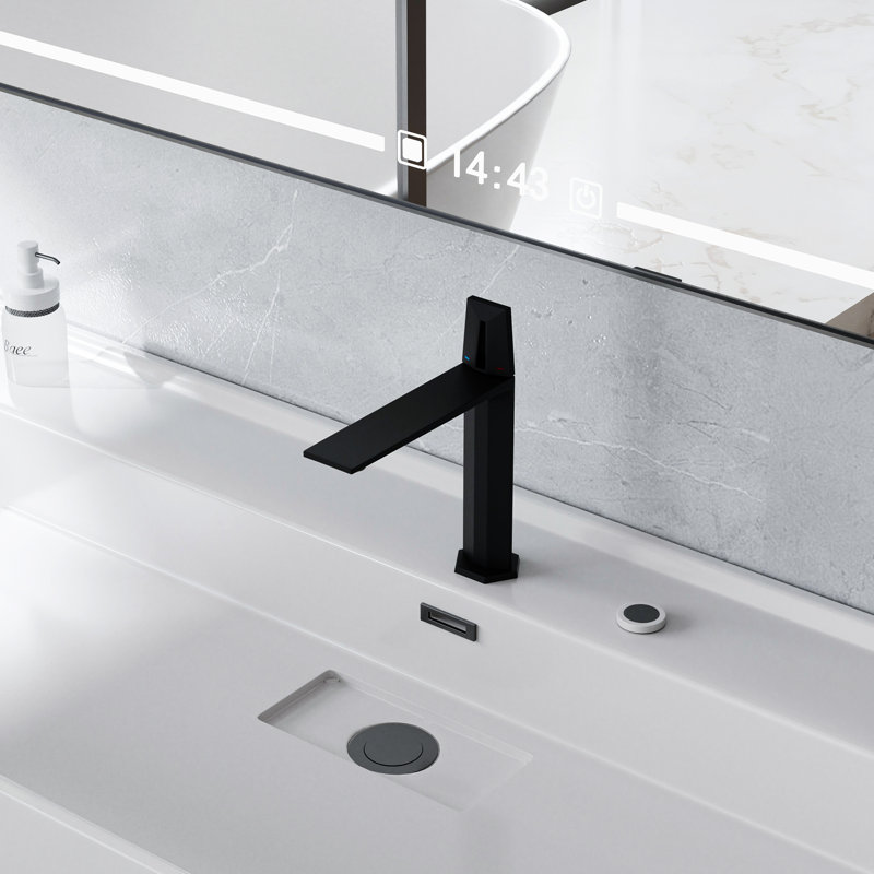 Single-Hole Single-Handle Bathroom Faucet, Fresh And Modern Tall Faucet, Matte Black