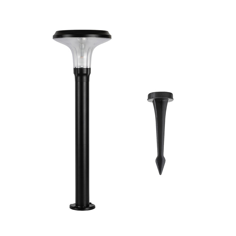 Black Aluminum LED Solar Pathway Bollard Lights, 2-Pack