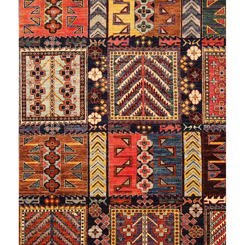 Tapis bleu / brun / noir de haute qualité noué à la main