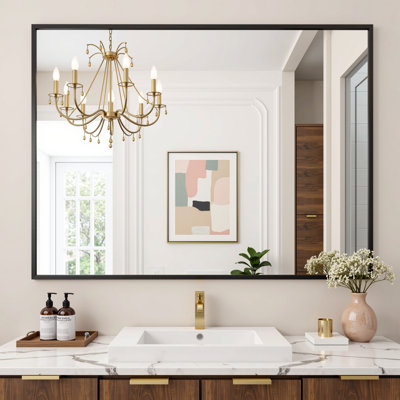 Lunara Metal Framed Rectangle Bathroom Wall Mirror with Tempered Glass