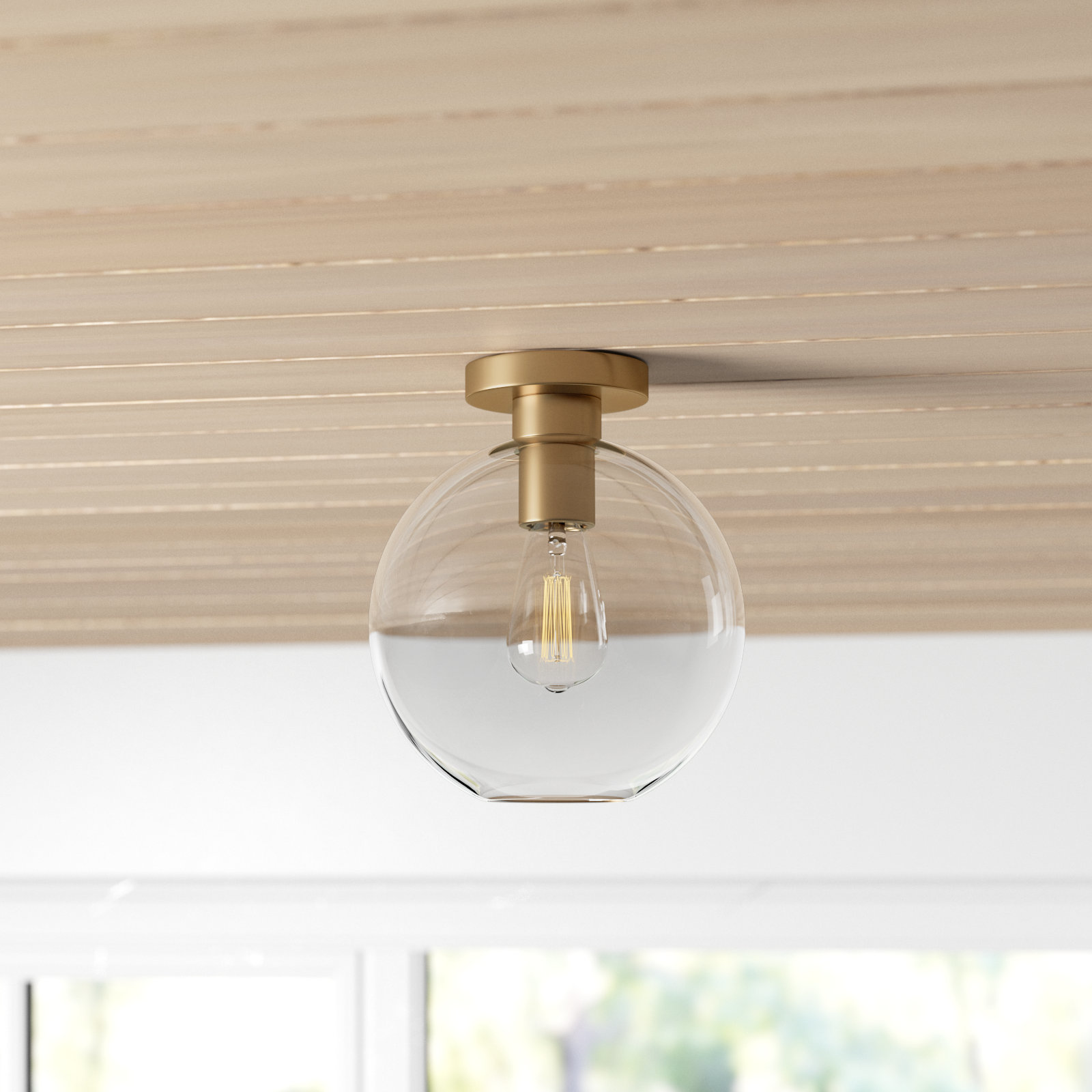 Childerley Single Light Semi Flush Mount, Satin Brass