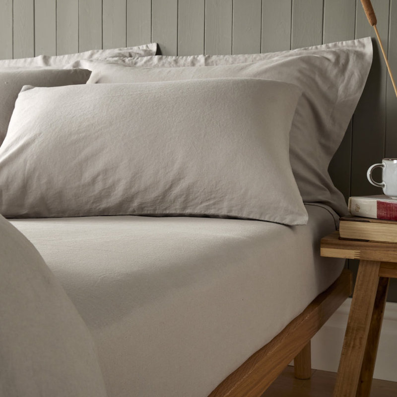 Syvester Linen Blend Standard Fitted Sheet, Double (4'6), Stone