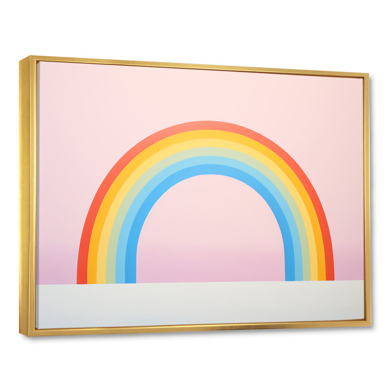 " Minimalism Rainbows Respite ", Gold Floater Framed, 30" H x 40" W x 1.5" D