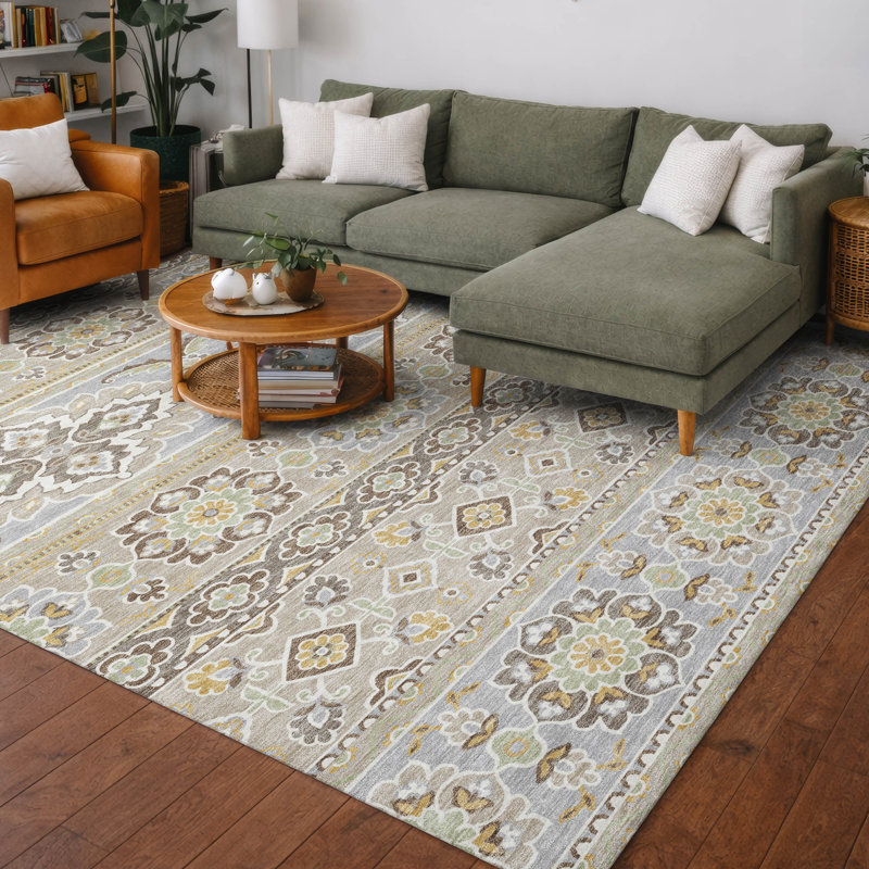 Tapis tribal intérieur / extérieur lavable à la machine Chantille ACN2677, Beige, 3 pi x 5 pi