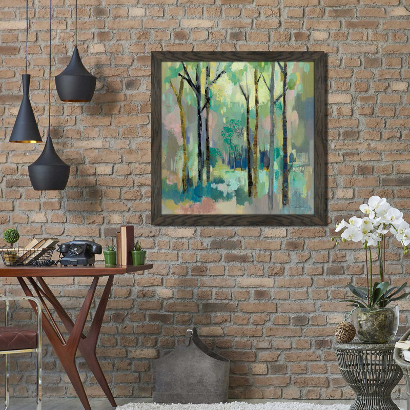 «Romantic Forest (Square)» par Silvia Vassileva, reproduction, H 31 po x l 31 po x P 1 po, Cadre chocolat patiné