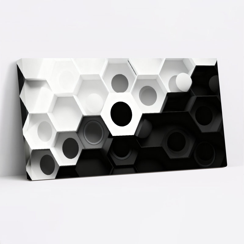 «Geometric Hexagon Motif», art abstrait sur toile tendue, impression sur toile, ensemble de 1, H 20 po x l 40 po